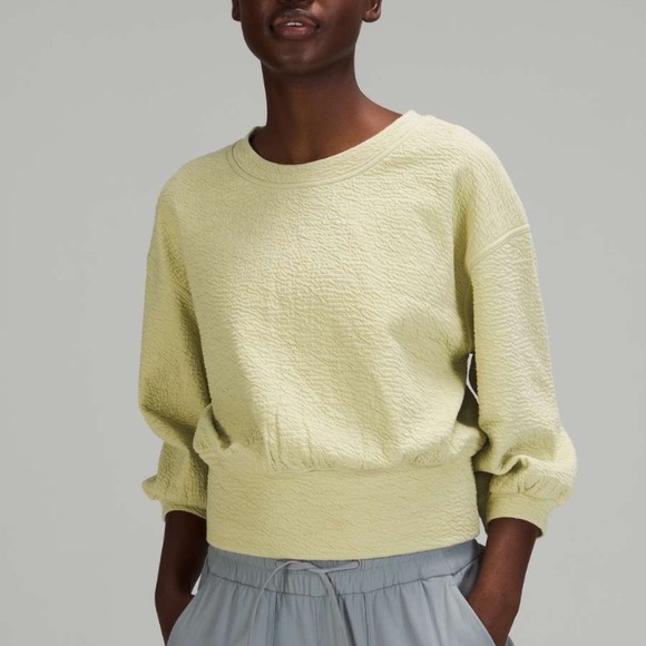 lululemon athletica Tops - Lululemon Textured Crewneck Pullover Dew Green